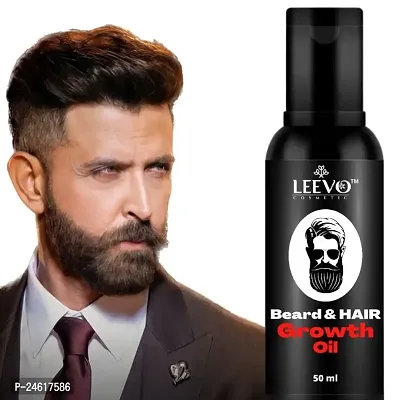 LEEVO Beard  Hair Growth Oil, 50ml | Natural Hair Oil for Thicker  Longer Beard | Beard Oil for Uneven, Patchy  Fast Beard Growth | Growth Oil for Stronger  Fuller Beard Hair.-thumb0