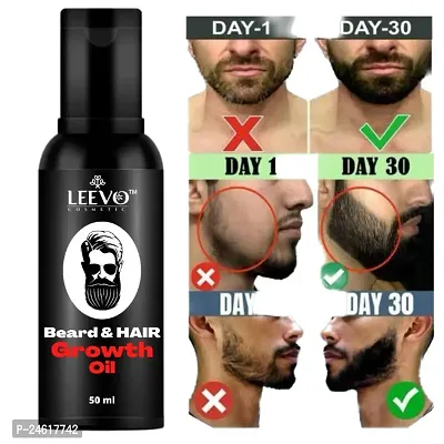 LEEVO Beard  Hair Growth Oil, 50ml | Natural Hair Oil for Thicker  Longer Beard | Beard Oil for Uneven, Patchy  Fast Beard Growth | Growth Oil for Stronger  Fuller Beard Hair.-thumb0