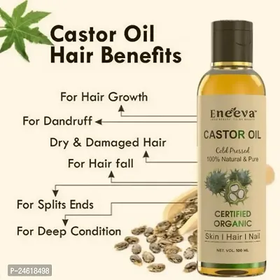 Eneeva CASTOR Naturals Cold-Pressed oil, 100% Pure Oil  Coconut Oil - Moisturizing  Healing, For Skin, Hair Care, Eyelashes (100ml)-thumb5