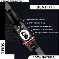 LEEVO Beard  Hair Growth Oil, 50ml | Natural Hair Oil for Thicker  Longer Beard | Beard Oil for Uneven, Patchy  Fast Beard Growth | Growth Oil for Stronger  Fuller Beard Hair.-thumb1