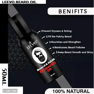 LEEVO Beard  Hair Growth Oil, 50ml | Natural Hair Oil for Thicker  Longer Beard | Beard Oil for Uneven, Patchy  Fast Beard Growth | Growth Oil for Stronger  Fuller Beard Hair.-thumb2