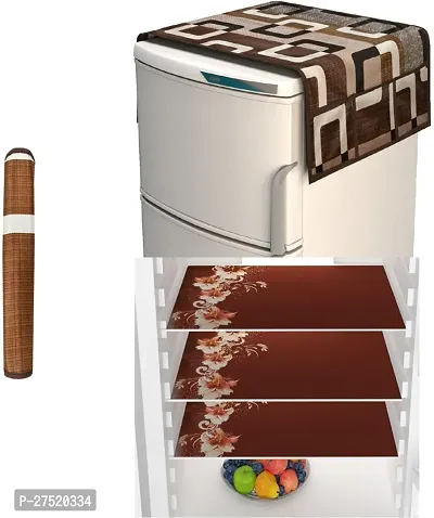 Classic Fridge Top Cover With 3 Piece Fridge Mat and 1 Handle Cover Pack Of 5