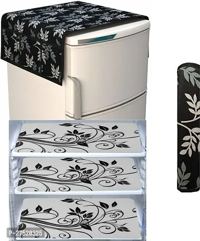 Classic Fridge Top Cover With 3 Piece Fridge Mat and 1 Handle Cover Pack Of 5-thumb0