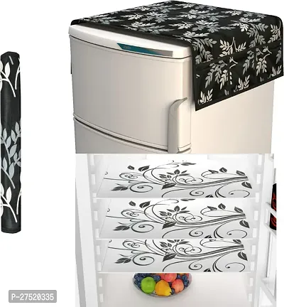 Classic Fridge Top Cover With 3 Piece Fridge Mat and 1 Handle Cover Pack Of 5