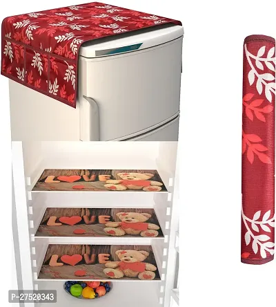 Classic Fridge Top Cover With 3 Piece Fridge Mat and 1 Handle Cover Pack Of 5