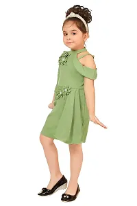 Ziora Girls Knee Length Frock and Dresses (Multicolor, Off shoulder)-thumb1