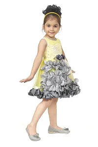 Ziora Baby Girls Frock Dress Knee Length Party Wear Flower Midi Dress for Girls-thumb2
