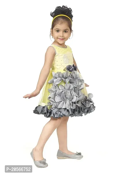 Ziora Baby Girls Frock Dress Knee Length Party Wear Flower Midi Dress for Girls-thumb4