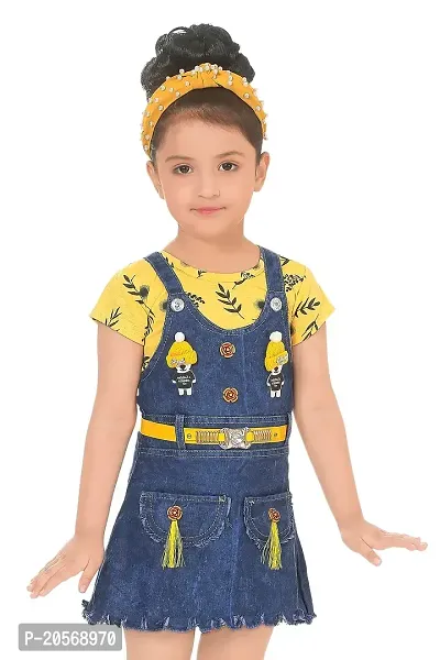 Ziora Dungaree With Pretty Fashionable stylish T-Shirt Set For Baby girl-thumb0