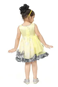 Ziora Baby Girls Frock Dress Knee Length Party Wear Flower Midi Dress for Girls-thumb3