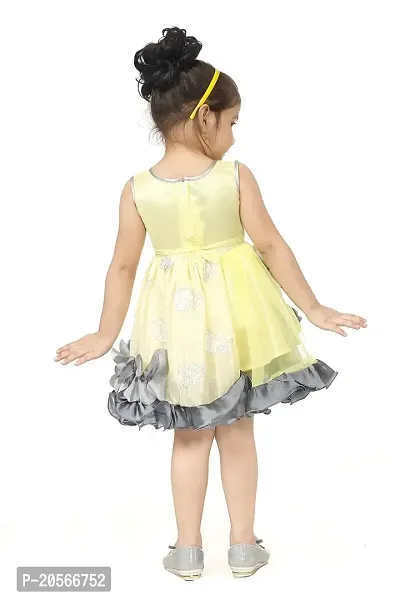 Ziora Baby Girls Frock Dress Knee Length Party Wear Flower Midi Dress for Girls-thumb4