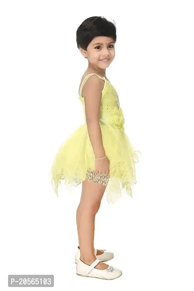 Ziora Girls Above Knee Elegant Fancy Silk Frock Set for Festival (Multicolour, Sleeveless)-thumb2