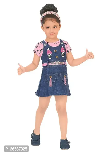 Ziora Dungaree With Pretty Fashionable stylish T-Shirt Set For Baby girl-thumb3
