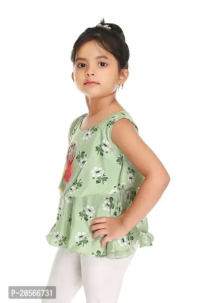 Ziora Fancy Kids Girls Tops-Casual Stylist Trendy Daily Use Top-Stylist Kids Girls Top for Summer- Stylist Cotton Kids Girls Top. Green-thumb2