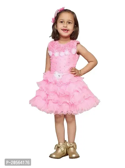 Ziora Baby Girl's Fancy Design Frock Fit and Flare Knee Length Dress for Girl's Party Frock Dresses-thumb0