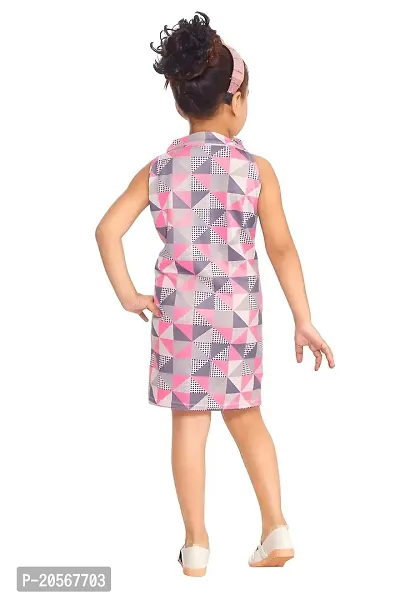 Ziora Girls midi Colourful Sleeveless Comfort Frock for Summer Pink-Blue-thumb2