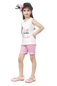 Ziora Baby Girls Cotton Top with Shorts Printed Sleeveless Tshirt and Shorts For Girls Kid-thumb1