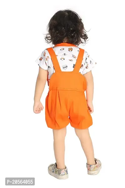 Ziora Baby Boy  Baby Girl Cotton Dungaree Set with Printed Tshirt Casual Dungaree Dress for Baby Boy Clothes for Kids-thumb3