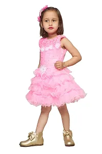 Ziora Baby Girl's Fancy Design Frock Fit and Flare Knee Length Dress for Girl's Party Frock Dresses-thumb1