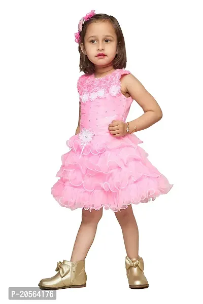 Ziora Baby Girl's Fancy Design Frock Fit and Flare Knee Length Dress for Girl's Party Frock Dresses-thumb2