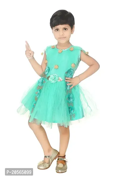 Ziora Baby Girls Frock Dress Nate Fancy Frock for Girl Wears (6-12 Months_Rama Green)-thumb0