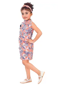 Ziora Girls midi Colourful Sleeveless Comfort Frock for Summer Orange-Blue-thumb2