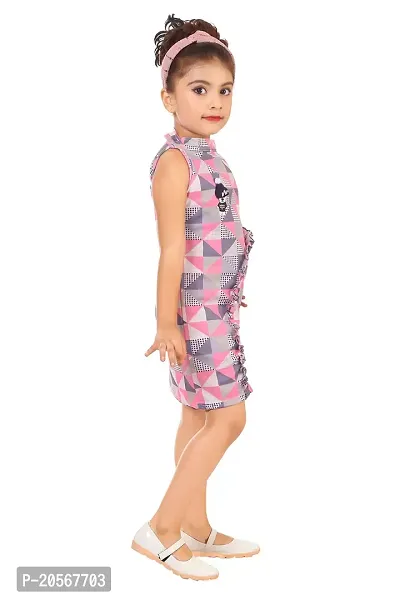 Ziora Girls midi Colourful Sleeveless Comfort Frock for Summer Pink-Blue-thumb3