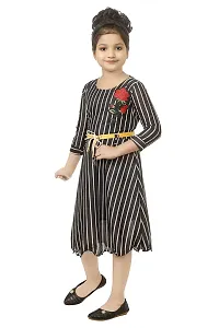 Ziora Baby Girls Frock Knee Length Stripped Midi Dress for Girls-thumb3