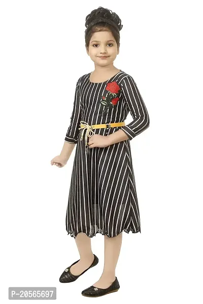 Ziora Baby Girls Frock Knee Length Stripped Midi Dress for Girls-thumb4