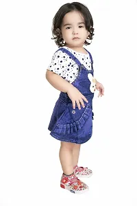 Ziora Baby Boys  Baby Girl Cotton Dungaree Printed Tshirt with Denim Teddy Dungarees for Girls Clothes Set for Small Kids (12 to 18 Months_Blue)-thumb3
