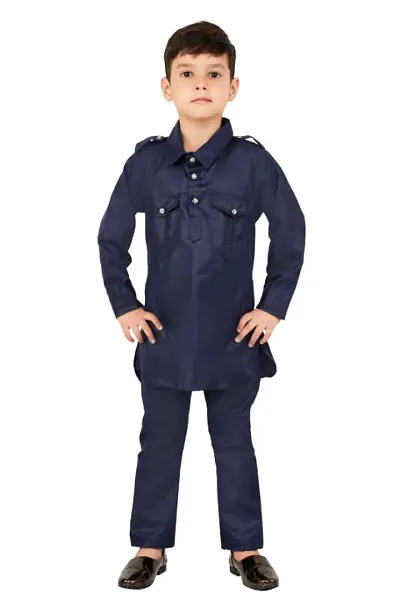 Boys shirt collar pathani kurta with pyjamas