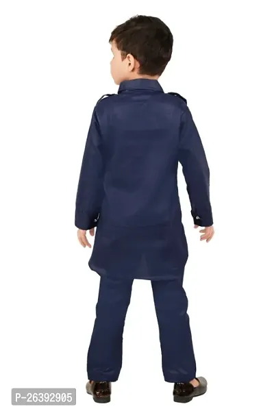 Boys shirt collar cotton pathani kurta with pyjamas-thumb2