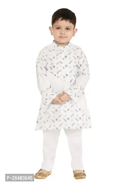 Boys Ethnic motifs printed pure cotton straight kurta with pyjama set-thumb0