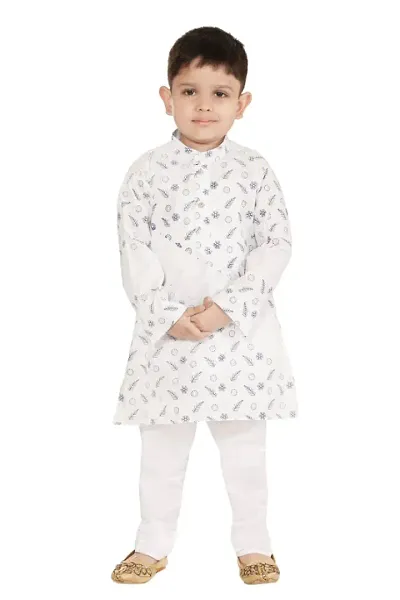 Stylish Fancy Blend Kurta With Pyjamas Set For Boys