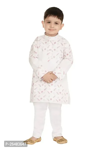 Boys Ethnic motifs printed pure cotton straight kurta with pyjama set