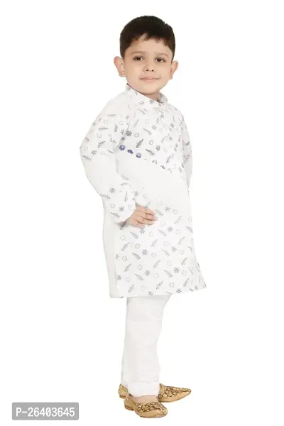 Boys Ethnic motifs printed pure cotton straight kurta with pyjama set-thumb2