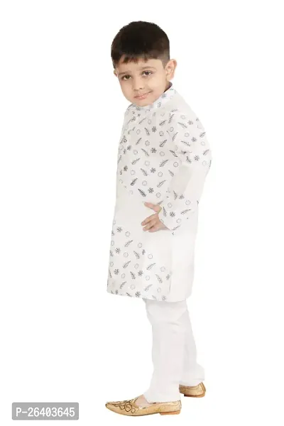 Boys Ethnic motifs printed pure cotton straight kurta with pyjama set-thumb4