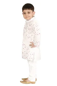 Boys Ethnic motifs printed pure cotton straight kurta with pyjama set-thumb1