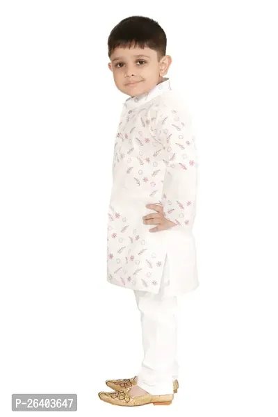 Boys Ethnic motifs printed pure cotton straight kurta with pyjama set-thumb2