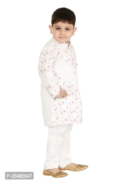 Boys Ethnic motifs printed pure cotton straight kurta with pyjama set-thumb4