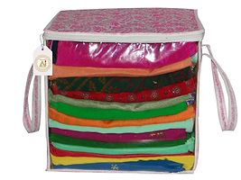 Designer Non-Woven Pink Patti Saree Cover Box (Set Of 4)-thumb1