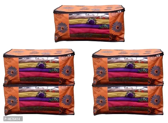 Orange Flower Saree cover Front Transparent Pack of 5-thumb0