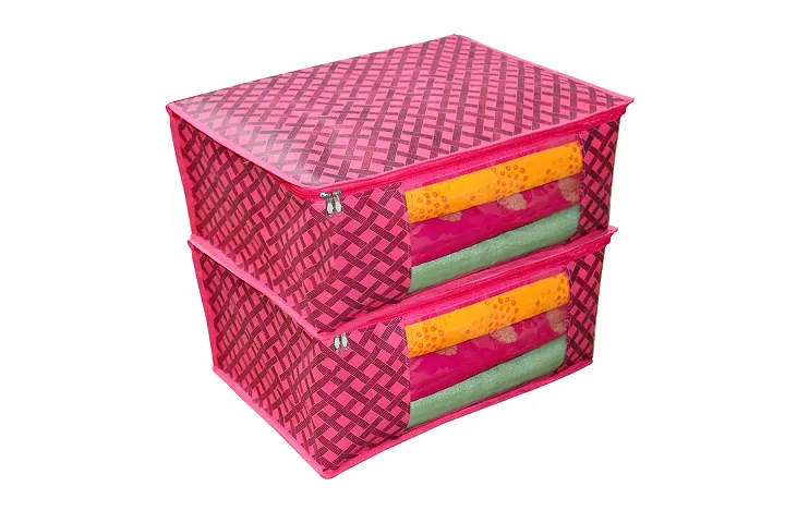 Pack of 2 Garment cover with Zip Saree Cover window storage box bag