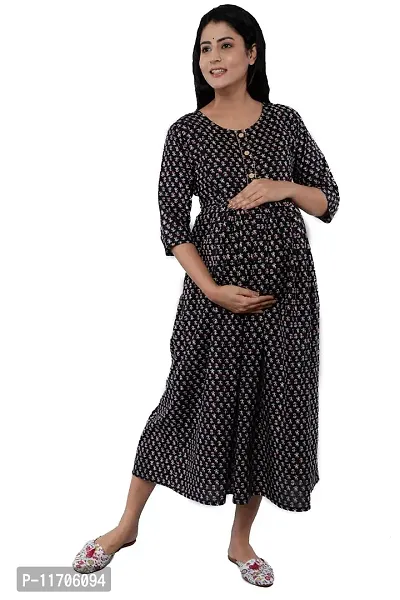 Cotton Solid Maternity and Feeding Maxi Nighty & Dress With Zip F8b –  Klamotten