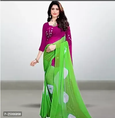 Stylish Chiffon Multicoloured Saree With Blouse Piece For Women-thumb0