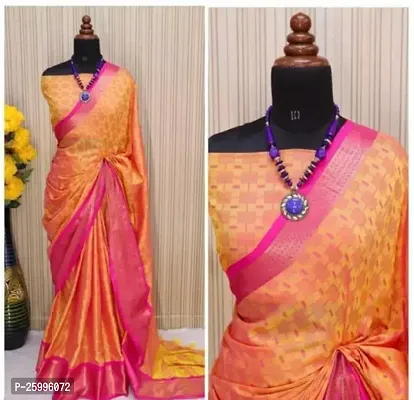 Stylish Cotton Silk Multicoloured Saree With Blouse Piece For Women-thumb0