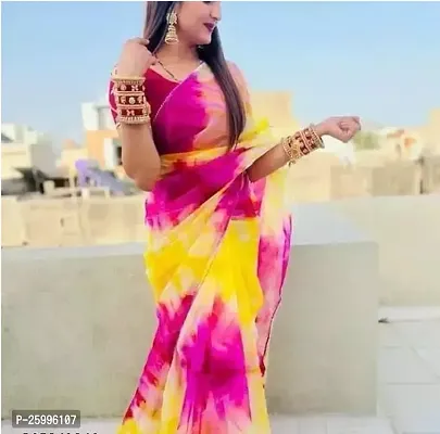 Stylish Organza Multicoloured Saree With Blouse Piece For Women-thumb0