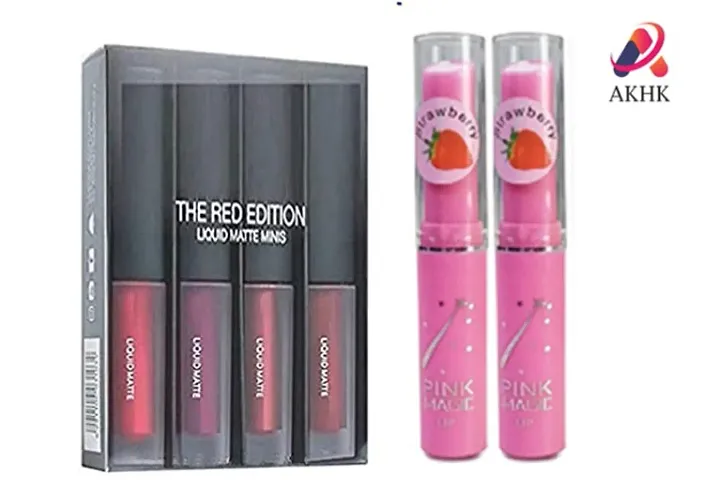 Lipstick Set Of 4 With Makeup Essential Combo