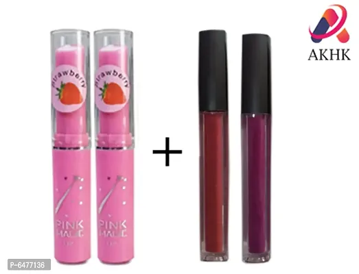 Lipstick Combo Pack of 2 with 2 Pink Strawberry lip bam