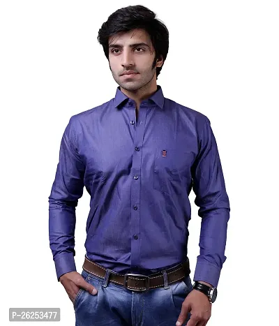 Reliable Blue Cotton Blend Long Sleeves Casual Shirts For Men